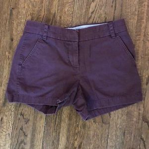J crew chino shorts in plum size 0